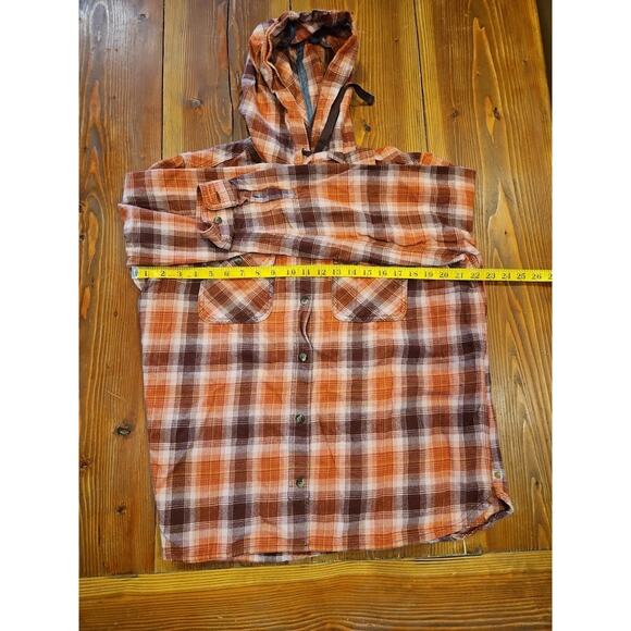 CARHARTT Button Down HOODED FLANNEL Long Sleeve SHIRT Top Womens XL - Picture 4 of 5